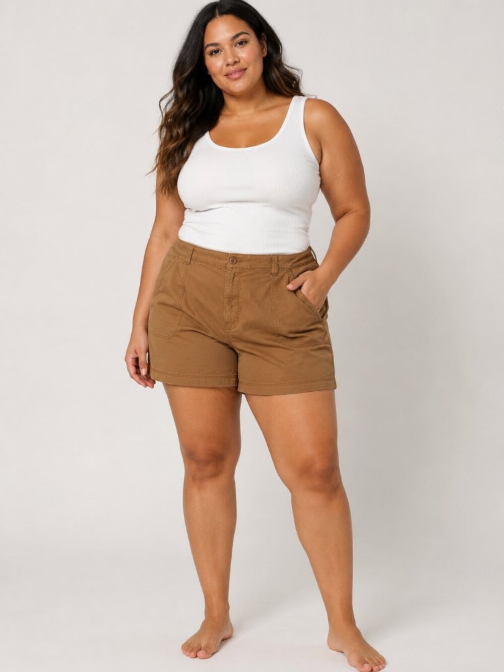Old Navy High Rise OG Chino Shorts Women's 4X Brown Cotton Blend Pull-On Casual